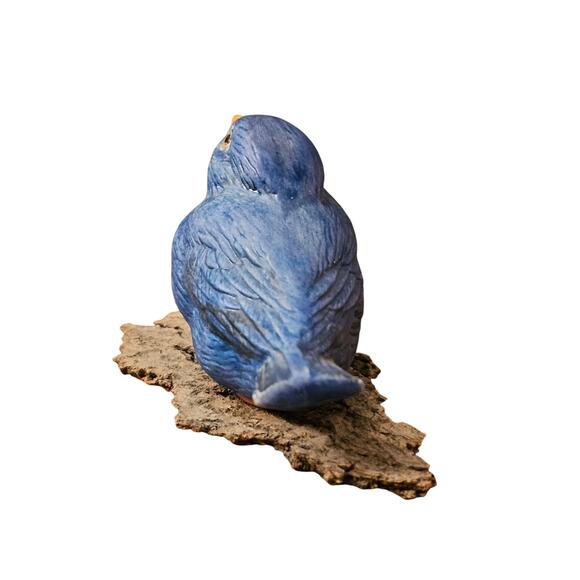 Vintage Bird Figurine Bluebird on Bark Perch Possibly Resin Statue (Gg252) - Picture 4 of 7